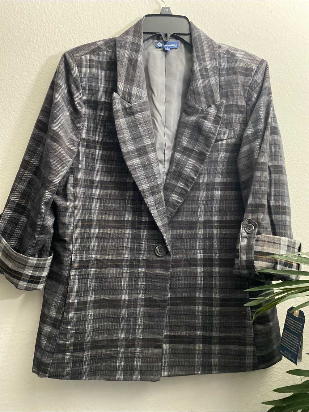 Democracy Gray Plaid Lightweight Shirt Jacket